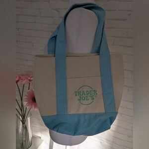 Trader Joe's Blue and Cream Tote Bag
